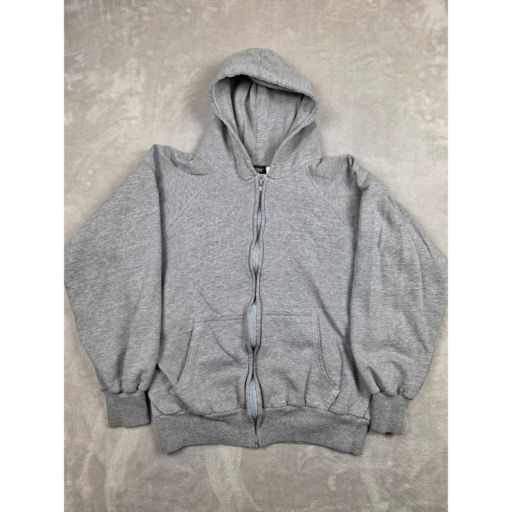 Vintage Puritan Full Zip Hoodie Women M Gray Thermal Lined Raglan Long Sleeve
